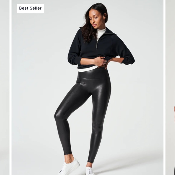 Spanx Faux Leather Leggings in Black - Picture 1 of 11